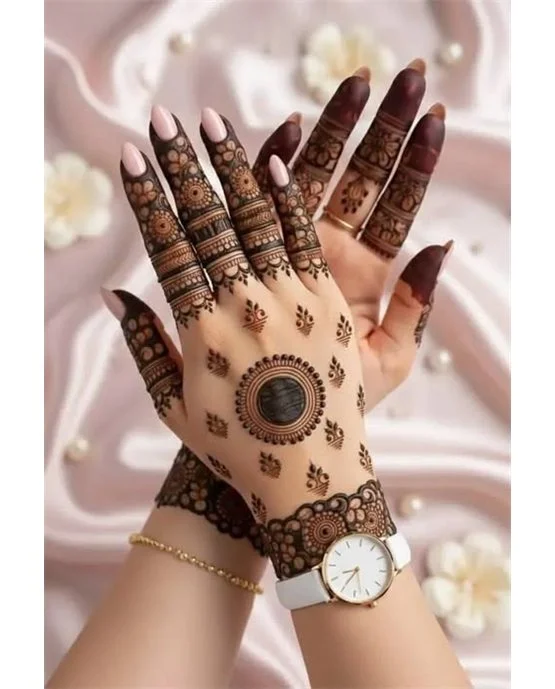Stunning Mesh Pattern Latest Mehndi Design